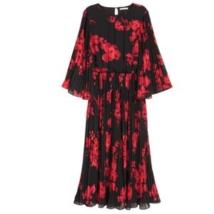 Floral dress with sleeves midi h&m